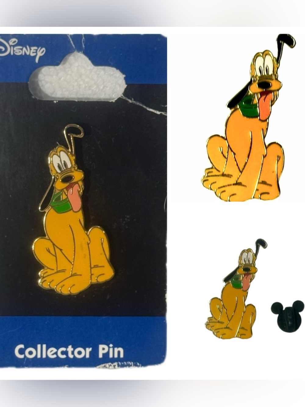 Vtg Disney Collector Pin Sitting Pluto Raised Ear Enamel Lapel Pin Jewelry NWT